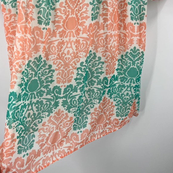 Pink Blush Maternity Mint Green Peach Printed Chiffon Midi Dress Lined Medium - Picture 9 of 9